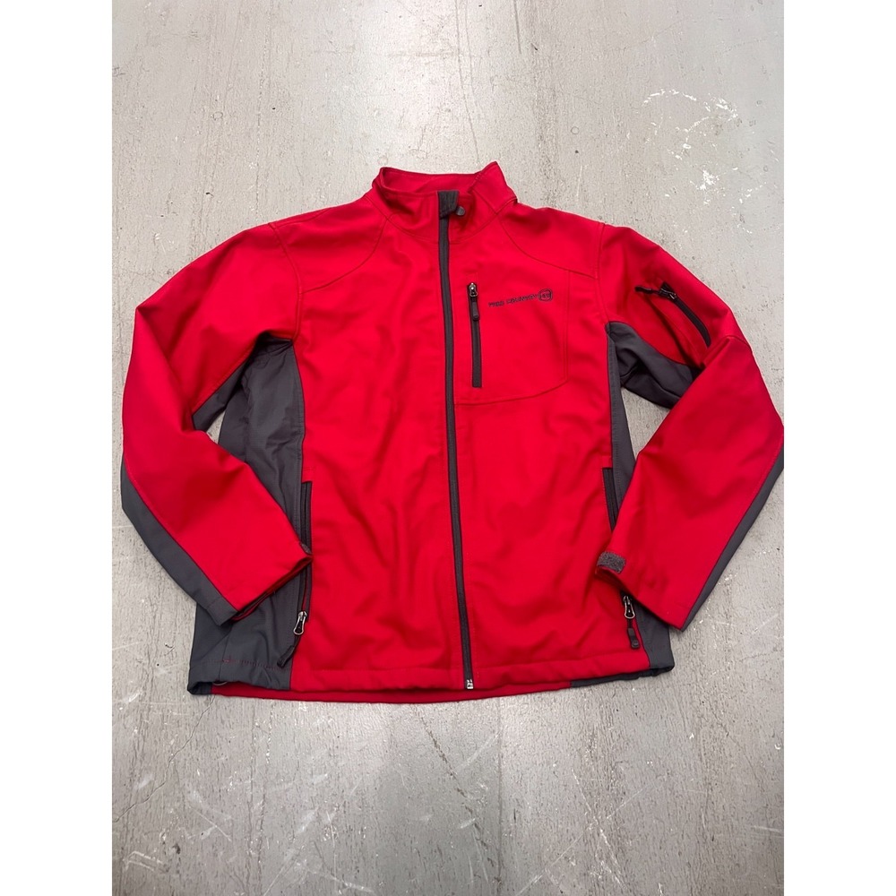 Free Country Track Jacket Mens Medium Red Black Full Zip Hiking Camping Outdoor